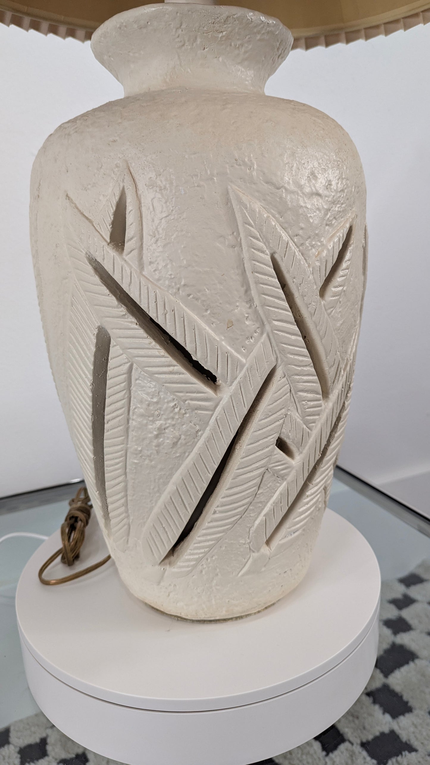 Vintage Postmodern Tessellated Palm Beach Chic Table Lamp