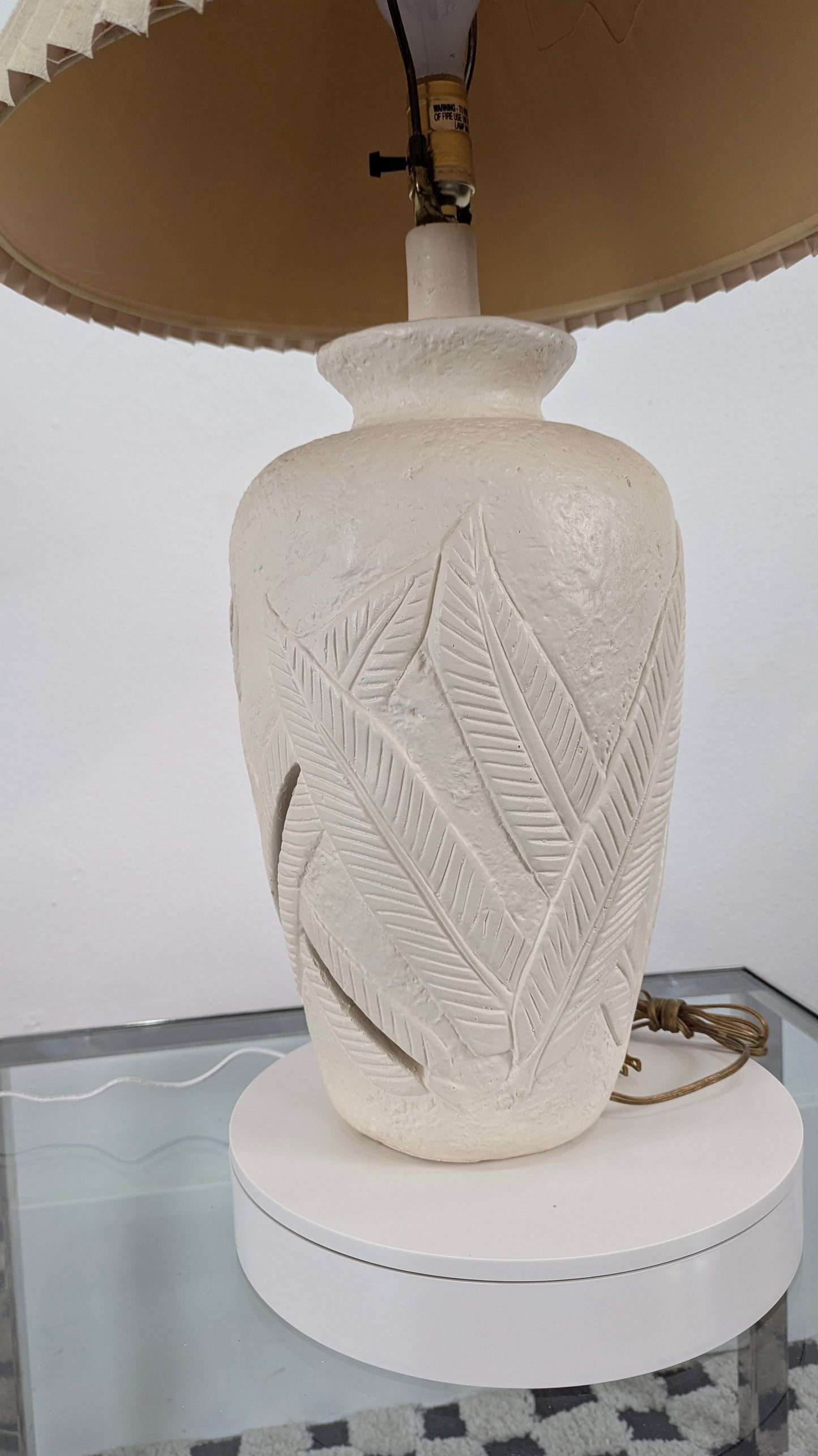 Vintage Postmodern Tessellated Palm Beach Chic Table Lamp