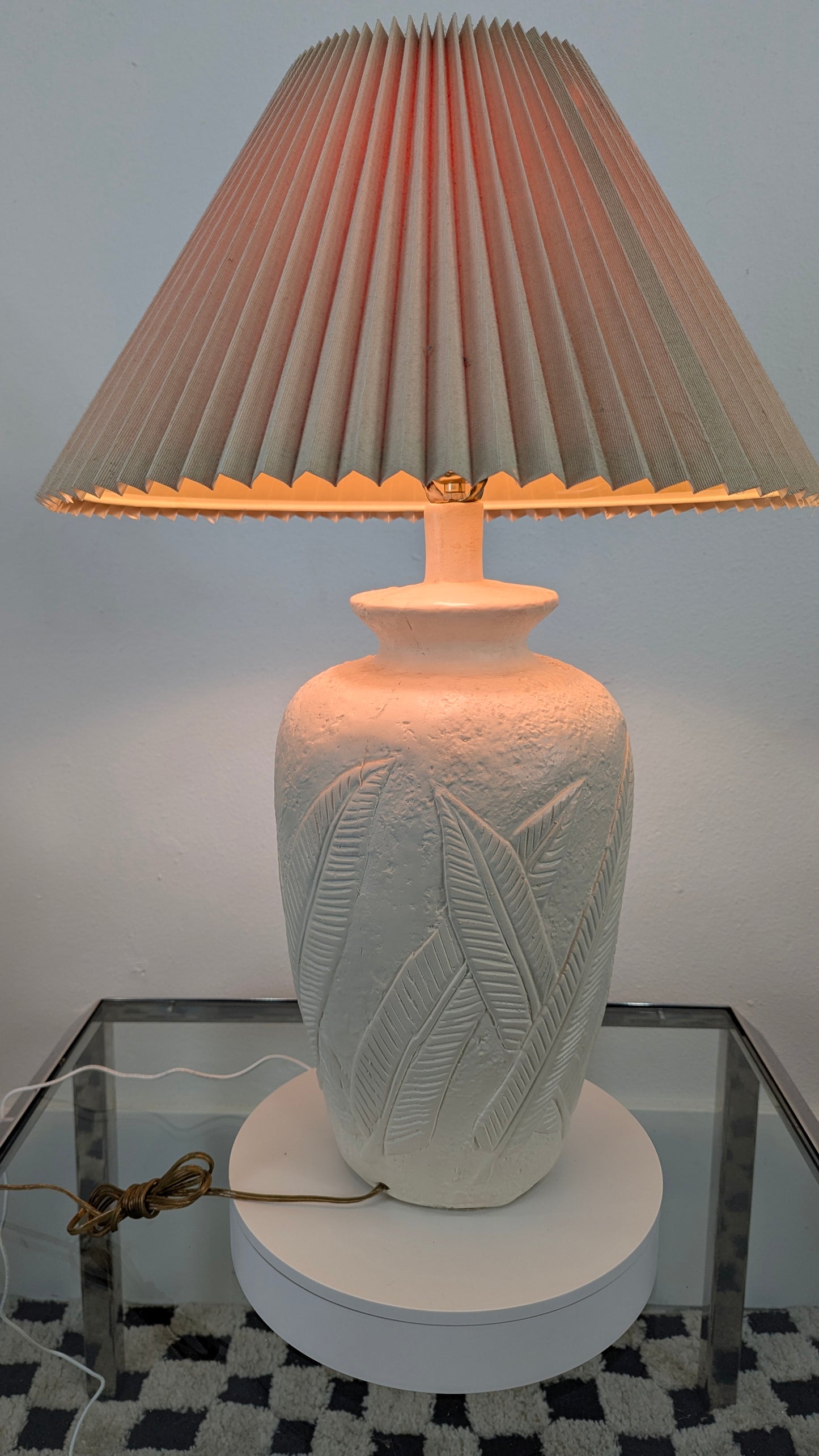 Vintage Postmodern Tessellated Palm Beach Chic Table Lamp