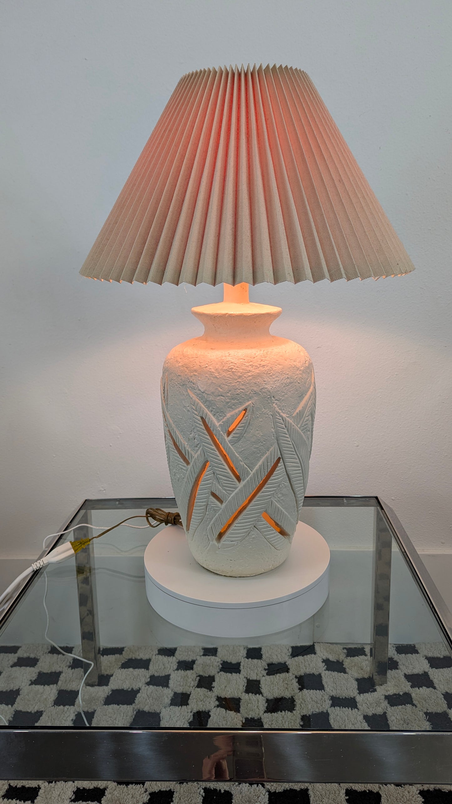 Vintage Postmodern Tessellated Palm Beach Chic Table Lamp