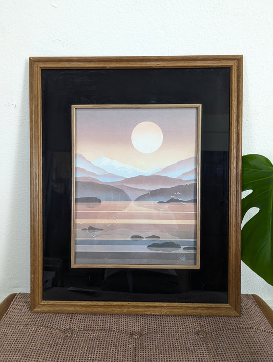 Postmodern Sunset Over Mountains Print
