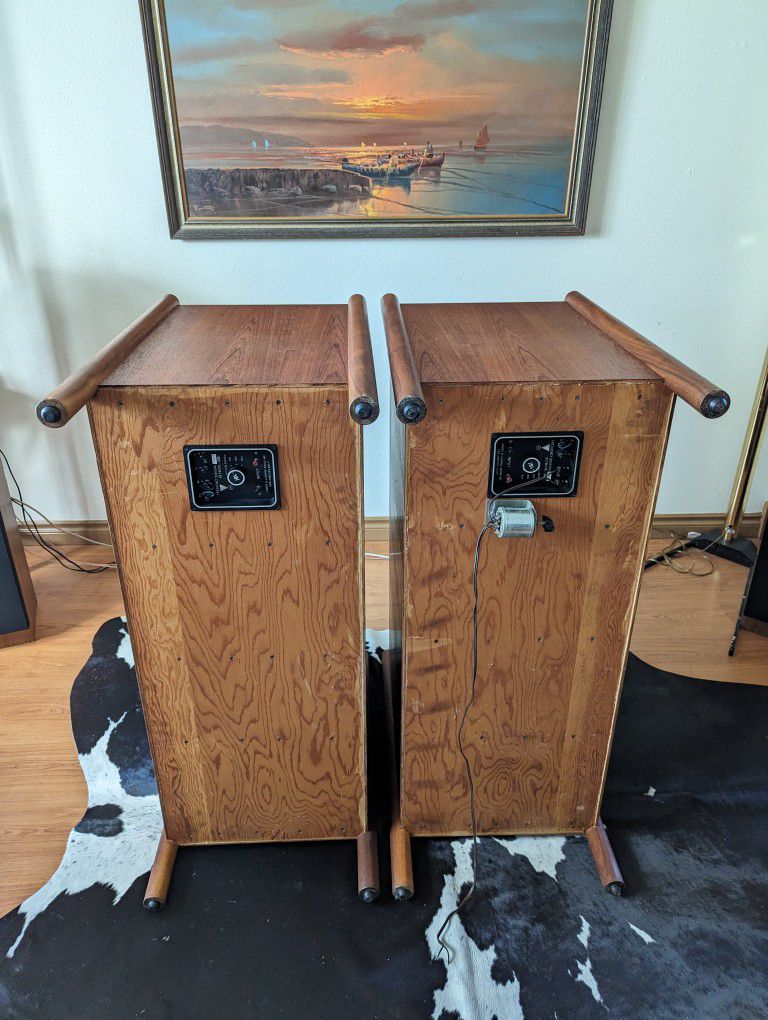 Pair Of Beautiful Solid Teak Subwoofer Cabinets w/ JBL LX5's