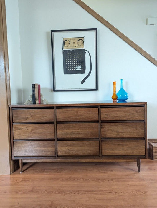Mid Century Modern 9 Drawer Lowboy Dresser by Broyhill