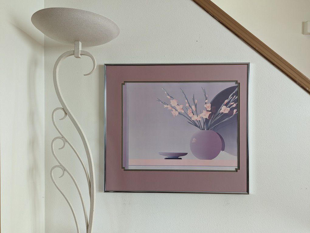 Vintage Postmodern Art Deco / Nouveau Peacock - Swan Floor Lamp Circa 1992 by Kichler