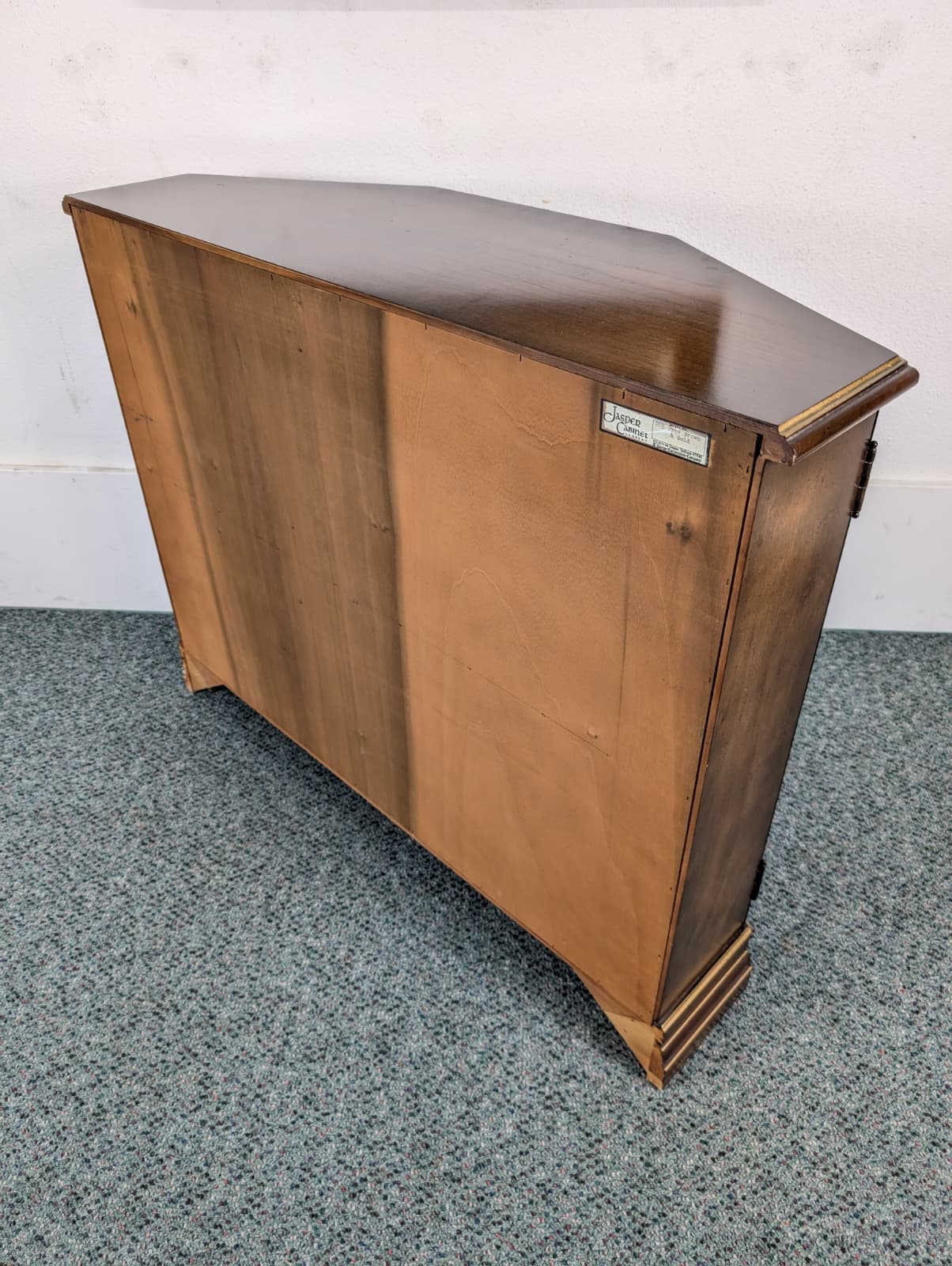 Mid Century Vintage Slim Walnut Entry Storage Table by Jasper Cabinet Co