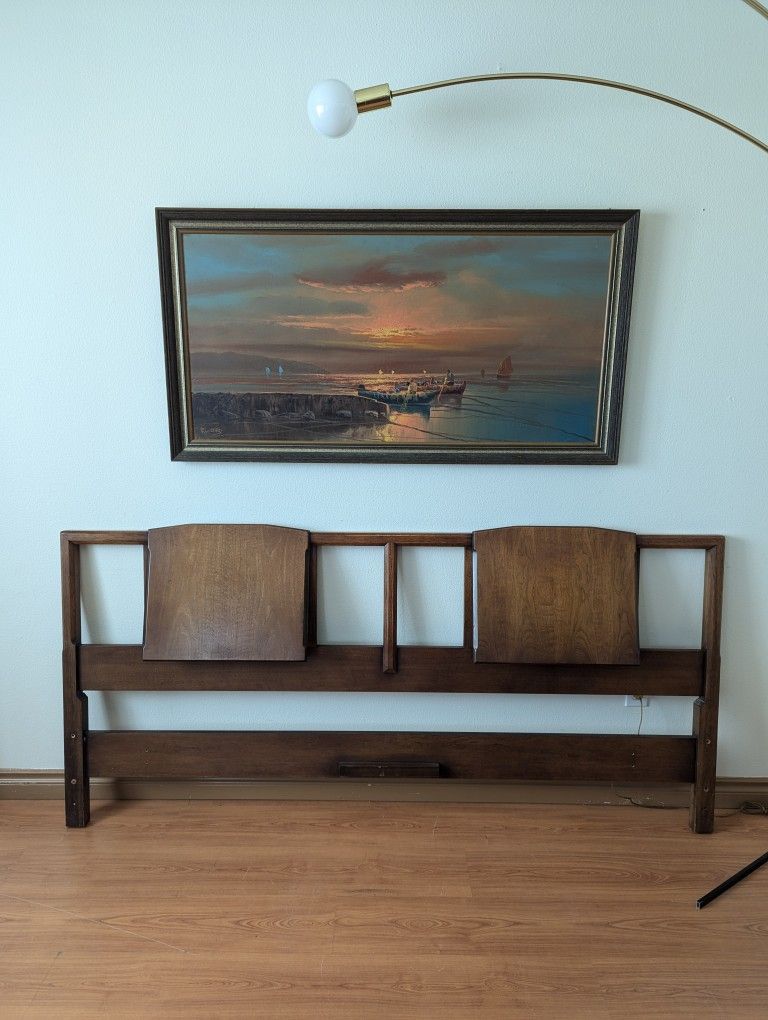 MCM Solid Walnut Reclining King Headboard by Heredon