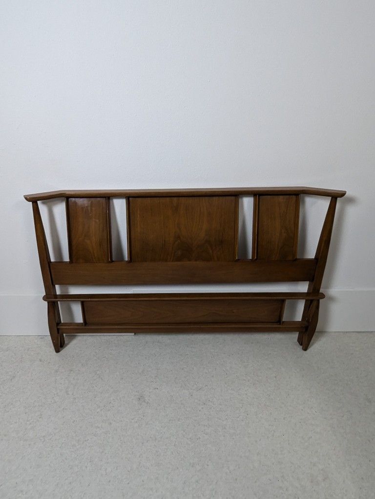 MCM Solid Walnut Full Sized Bed Frame w/ Headboard Footboard & Rails by Kent Coffey