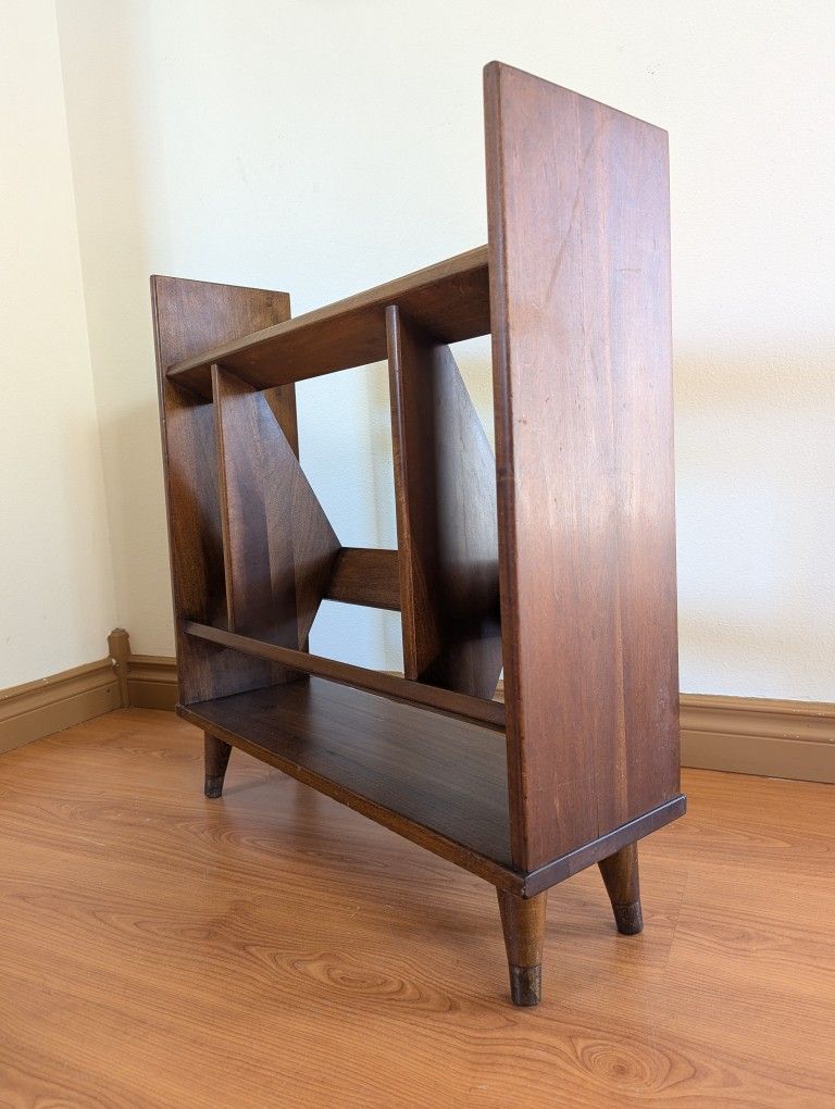 Mid Century Atomic Modern Solid Walnut Little Bookshelf