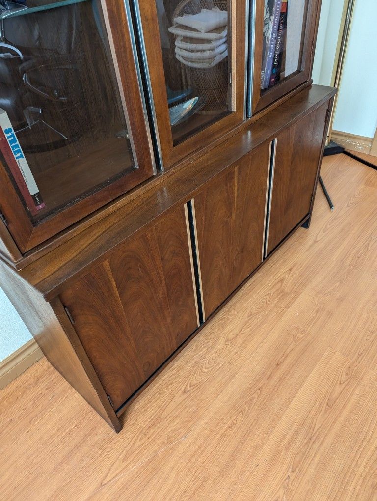 MCM Walnut & Chrome Credenza & China Display