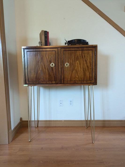 Mid Century Hollywood Regency / Campaign Bar & Record Cabinet by Thomasville