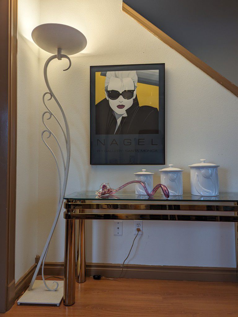 Vintage Postmodern Art Deco / Nouveau Peacock - Swan Floor Lamp Circa 1992 by Kichler