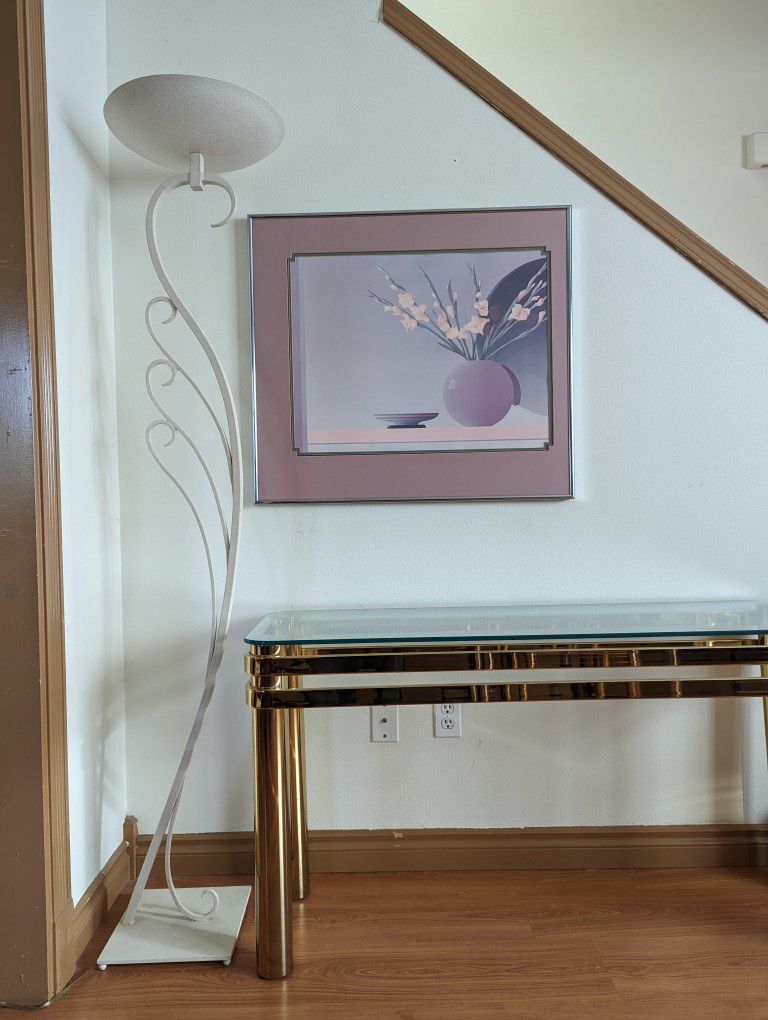 Vintage Postmodern Art Deco / Nouveau Peacock - Swan Floor Lamp Circa 1992 by Kichler