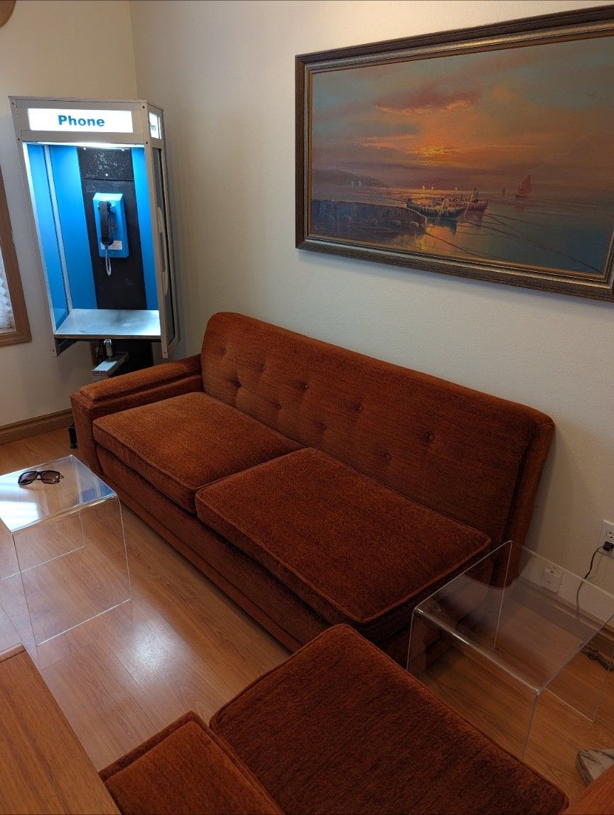 Stunning MCM Modular Burnt Orange Velvet Couch