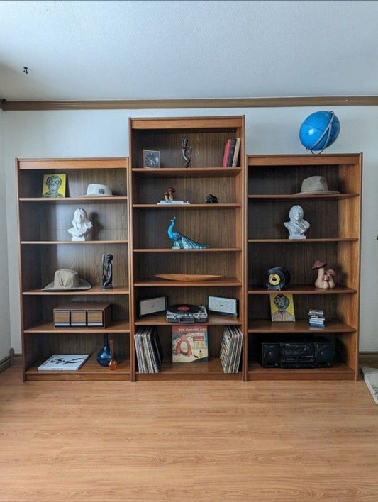 Danish Modern 3 Piece Teak Bookshelf Wall Unit by Dania