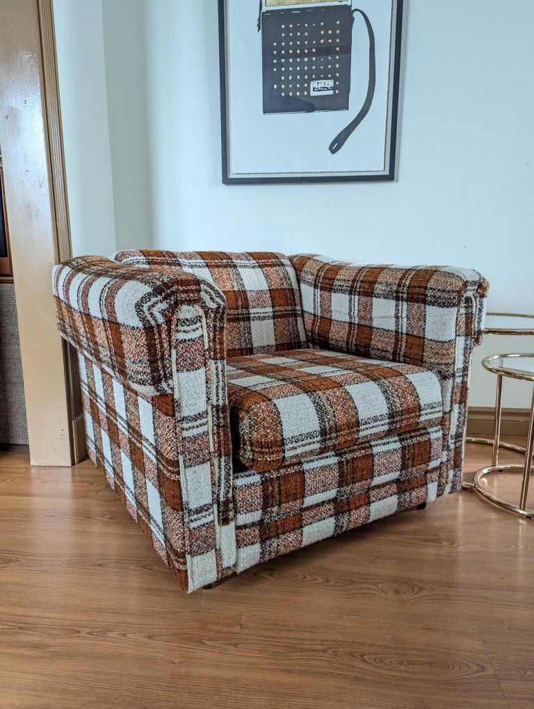 MCM Plaid Club Lounge Chair & Ottoman by Stanton Ind.