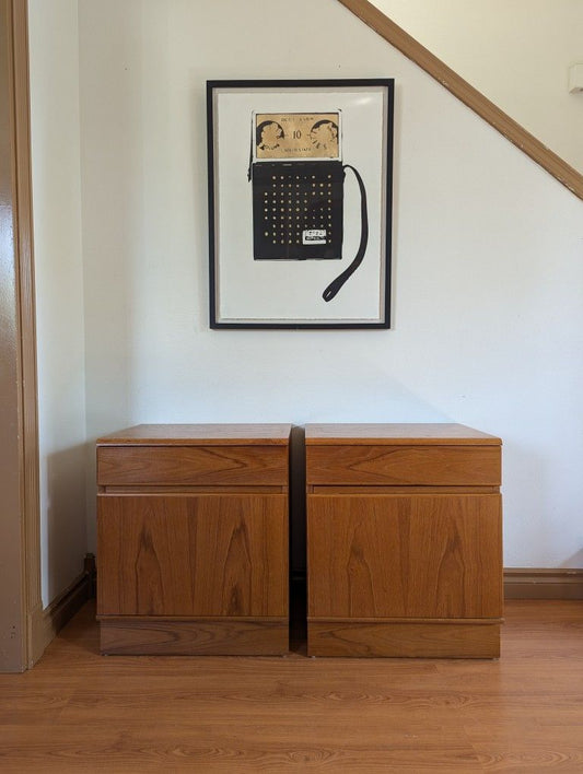 Pair of Mid Century Danish Modern Teak Nightstands by Nordic Home