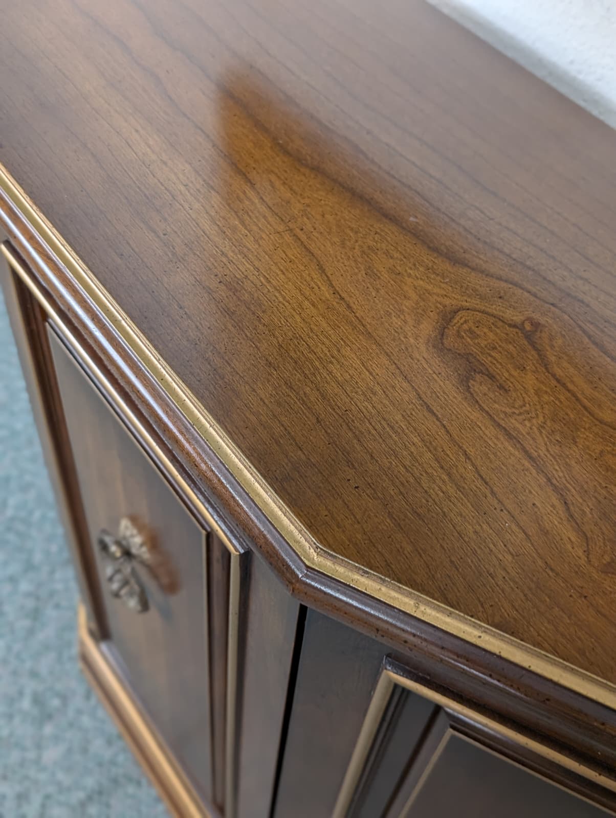 Mid Century Vintage Slim Walnut Entry Storage Table by Jasper Cabinet Co