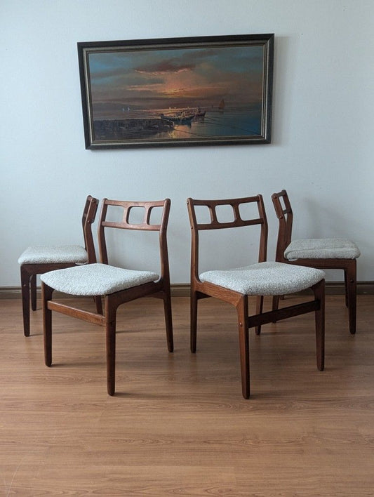 Stunning Set of 4 Mid Century Danish Modern Teak Dining Chairs by D Scan
