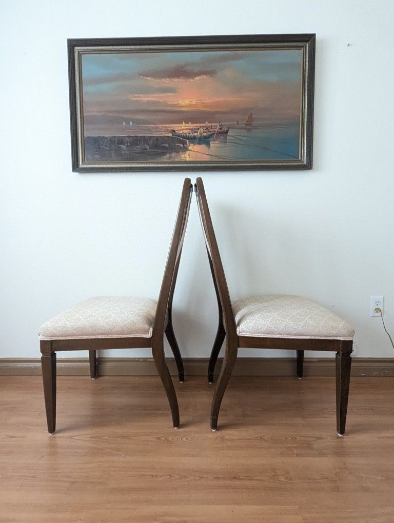 Vintage Set Of 4 MCM Walnut Dining Chairs