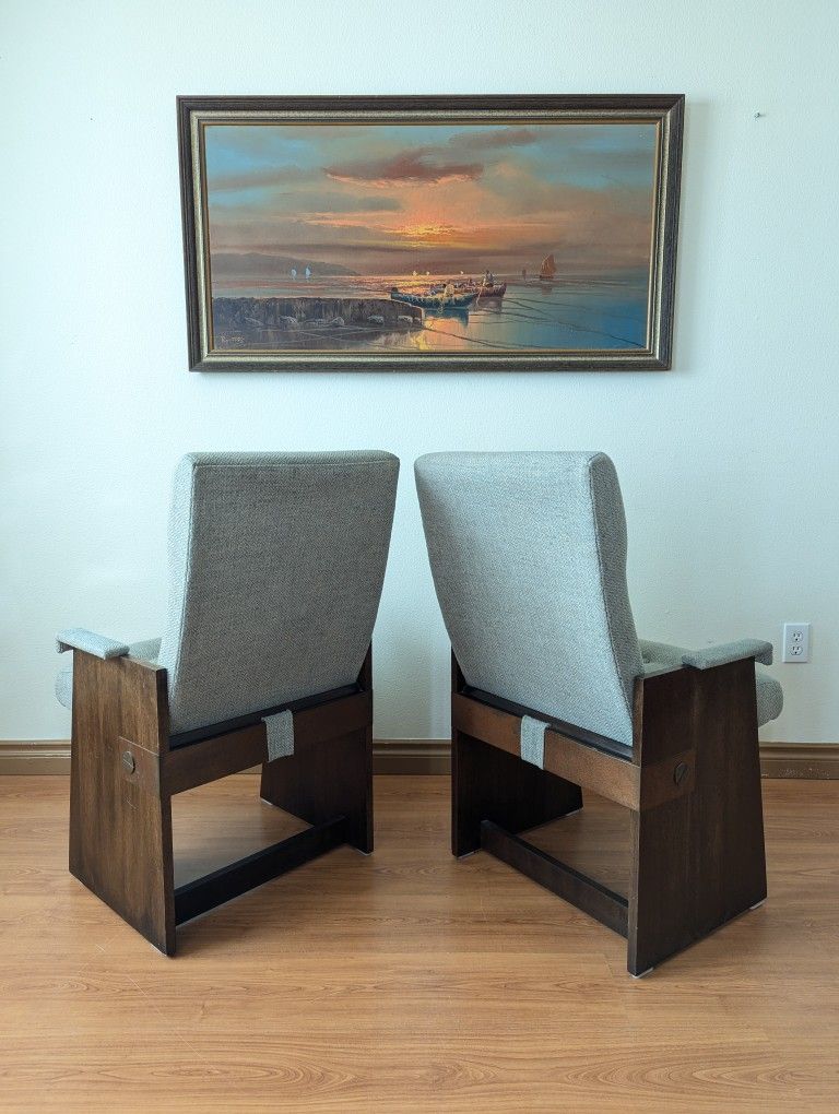 Mid Century Brutalist Set of 6 Staccato Dining Chairs by Lane