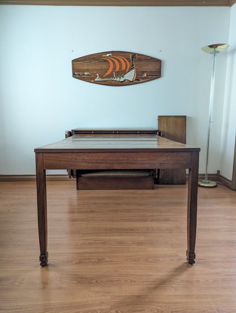 Mid Century Vintage Drexel Esperanto Expanding 6 Leaf Dining Table
