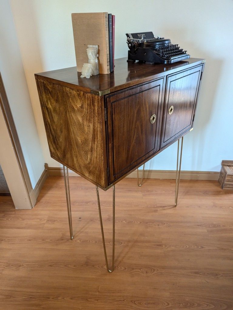 Mid Century Hollywood Regency / Campaign Bar & Record Cabinet by Thomasville