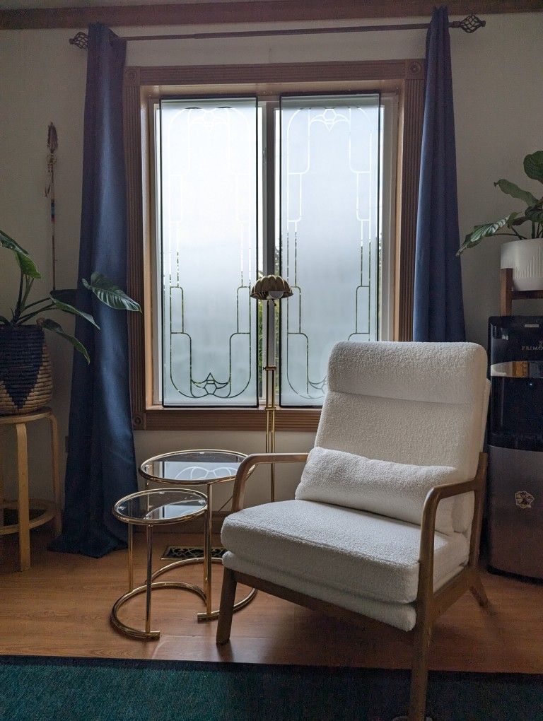 Pair of Art Deco Style Frosted Glass Privacy Windows