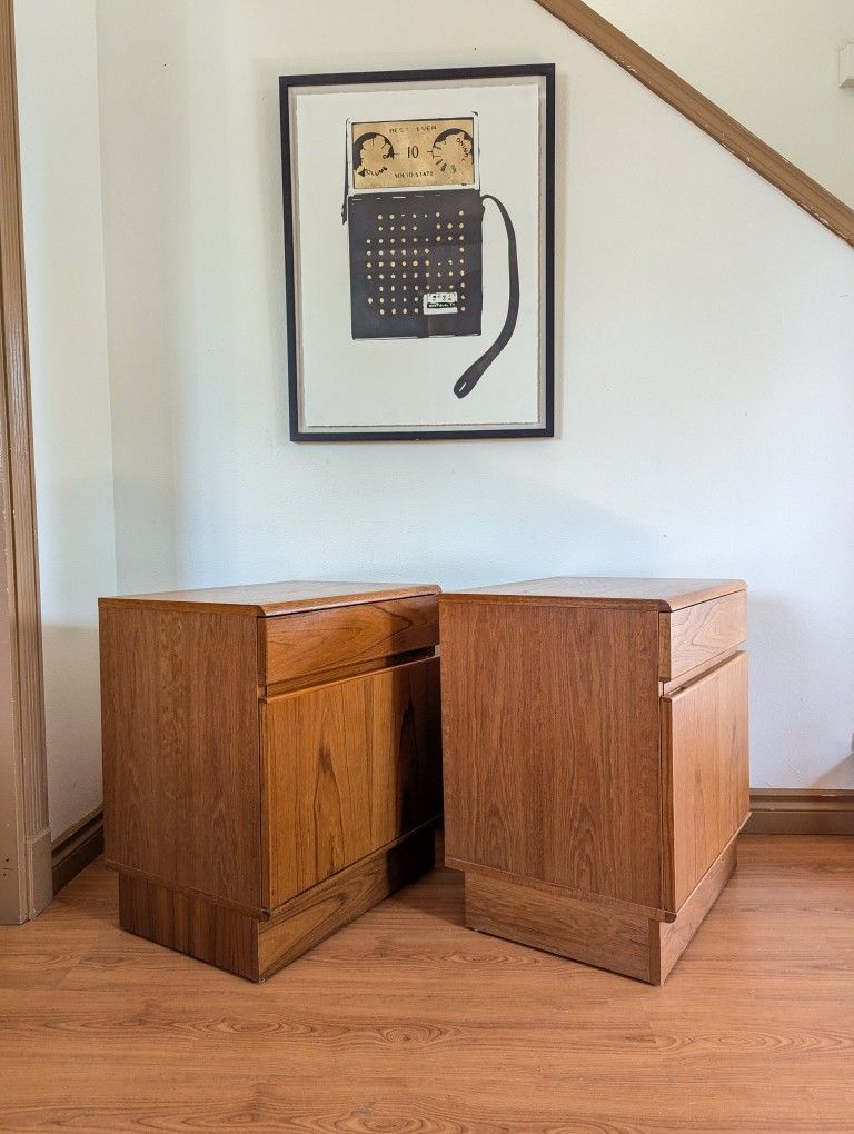 Pair of Mid Century Danish Modern Teak Nightstands by Nordic Home