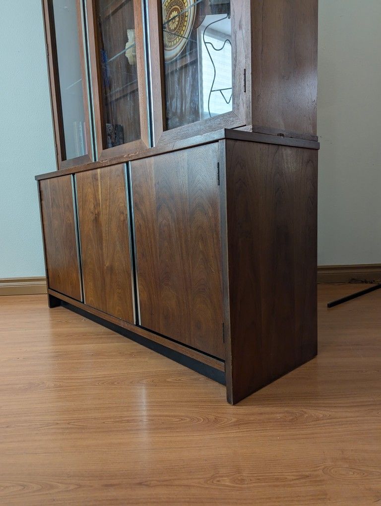 MCM Walnut & Chrome Credenza & China Display
