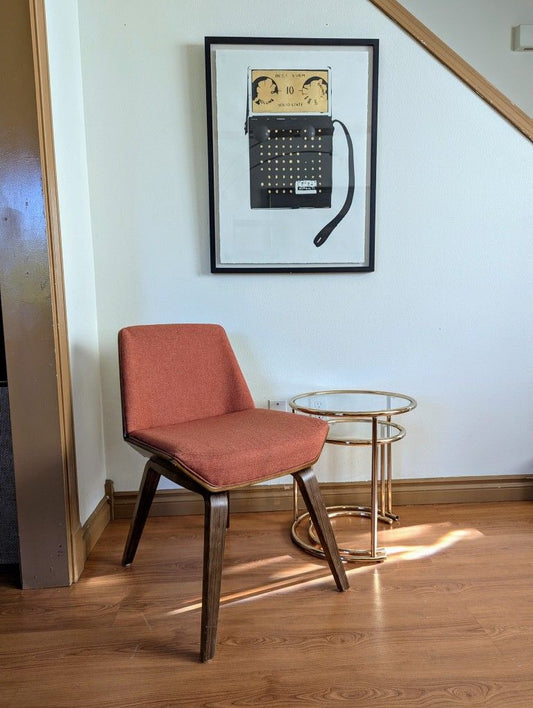 Cool Orange Upholstered MCM Style Bentwood Chair