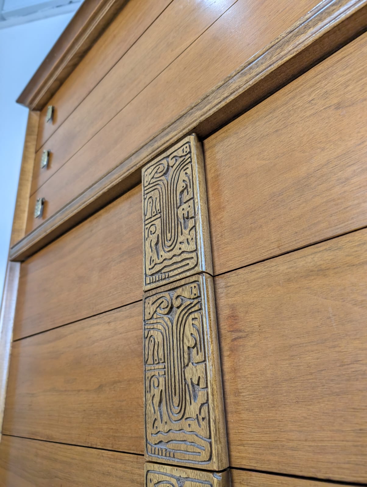 Mid Century Modern Bassett Mayan 6 Drawer Walnut Highboy