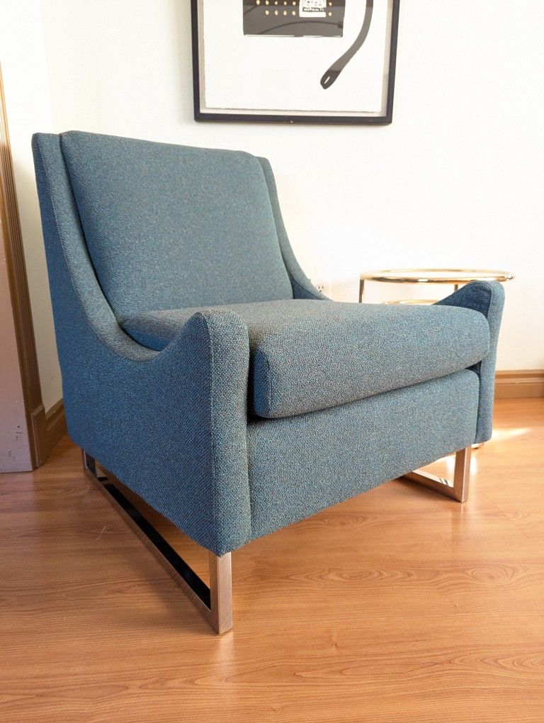 MCM Green Tweed & Chrome Lounge Chair by Flexsteel