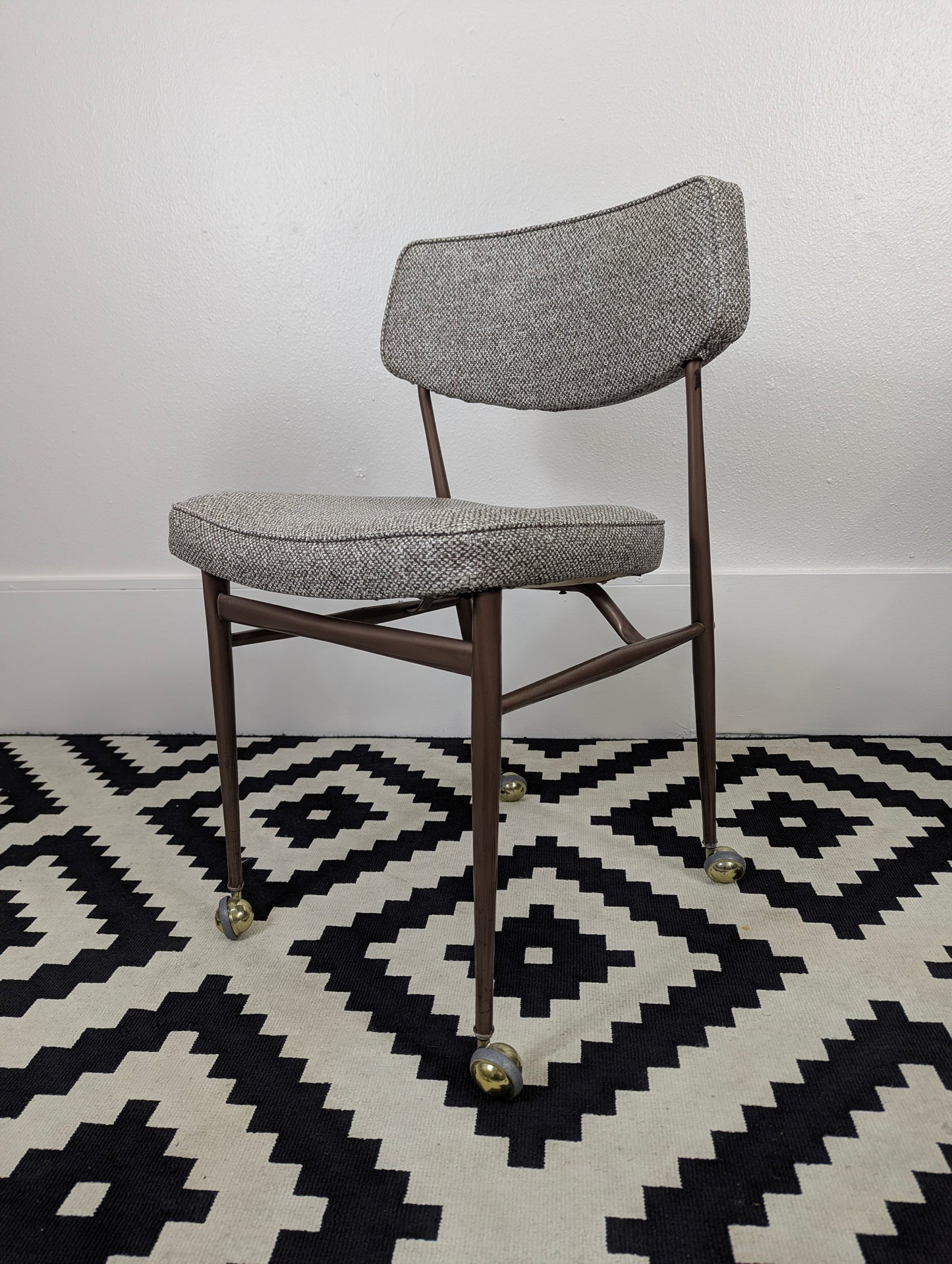 Vintage MCM Grey Rolling Tanker Desk Chair by Virtue Bros