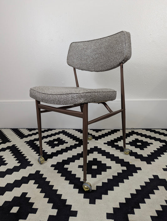 Vintage MCM Grey Rolling Tanker Desk Chair by Virtue Bros