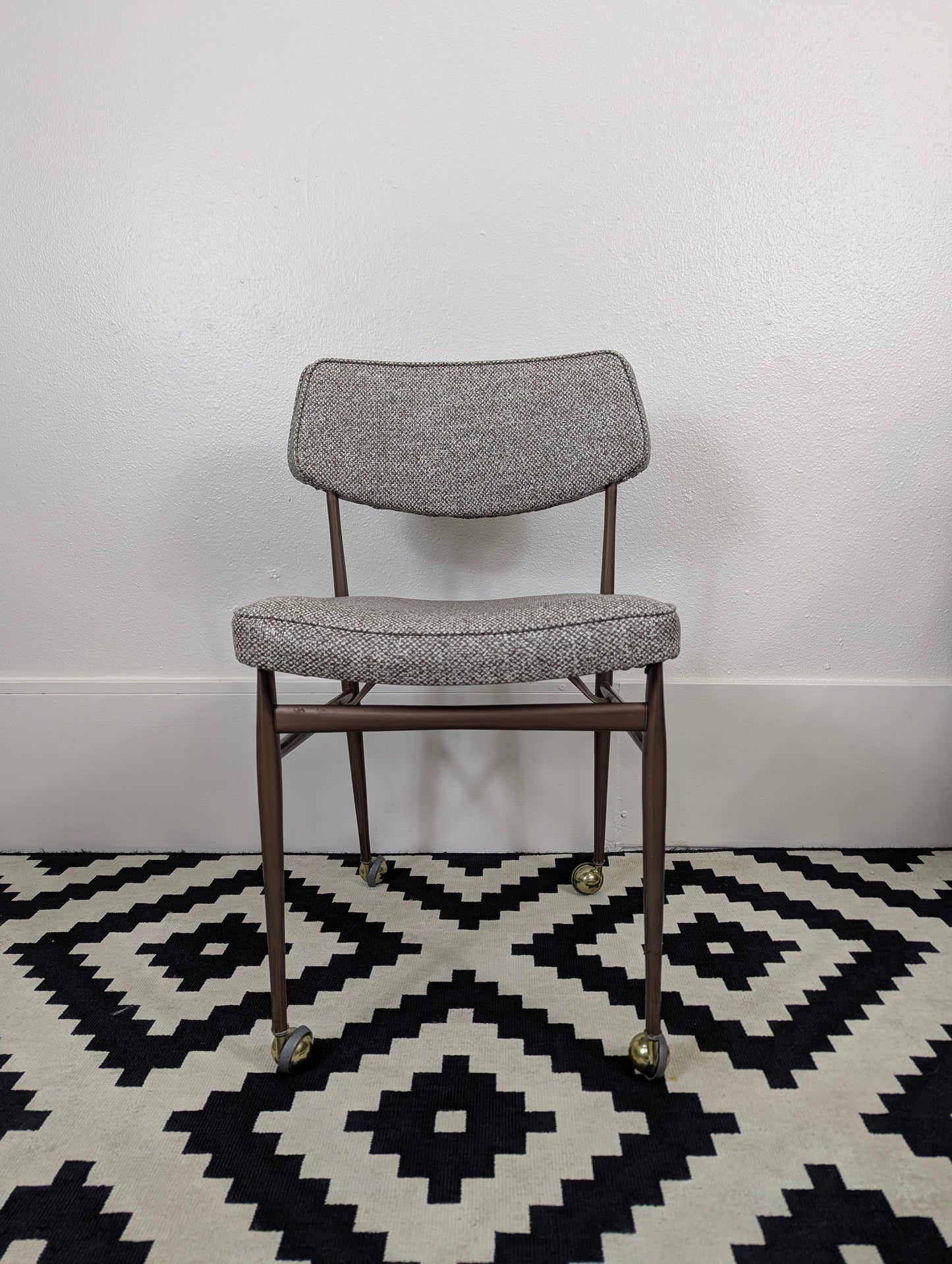 Vintage MCM Grey Rolling Tanker Desk Chair by Virtue Bros