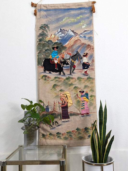 Gorgeous Hand Painted Tibetan Tapestry Wall Art
