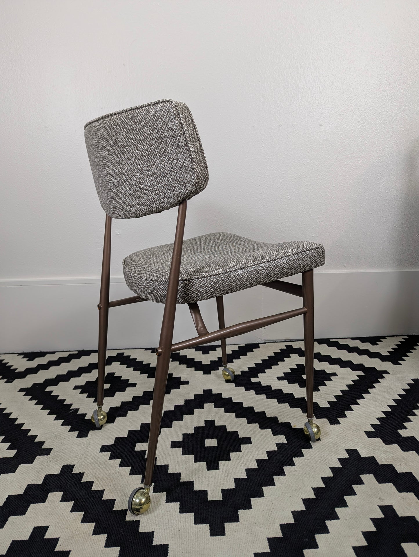 Vintage MCM Grey Rolling Tanker Desk Chair by Virtue Bros