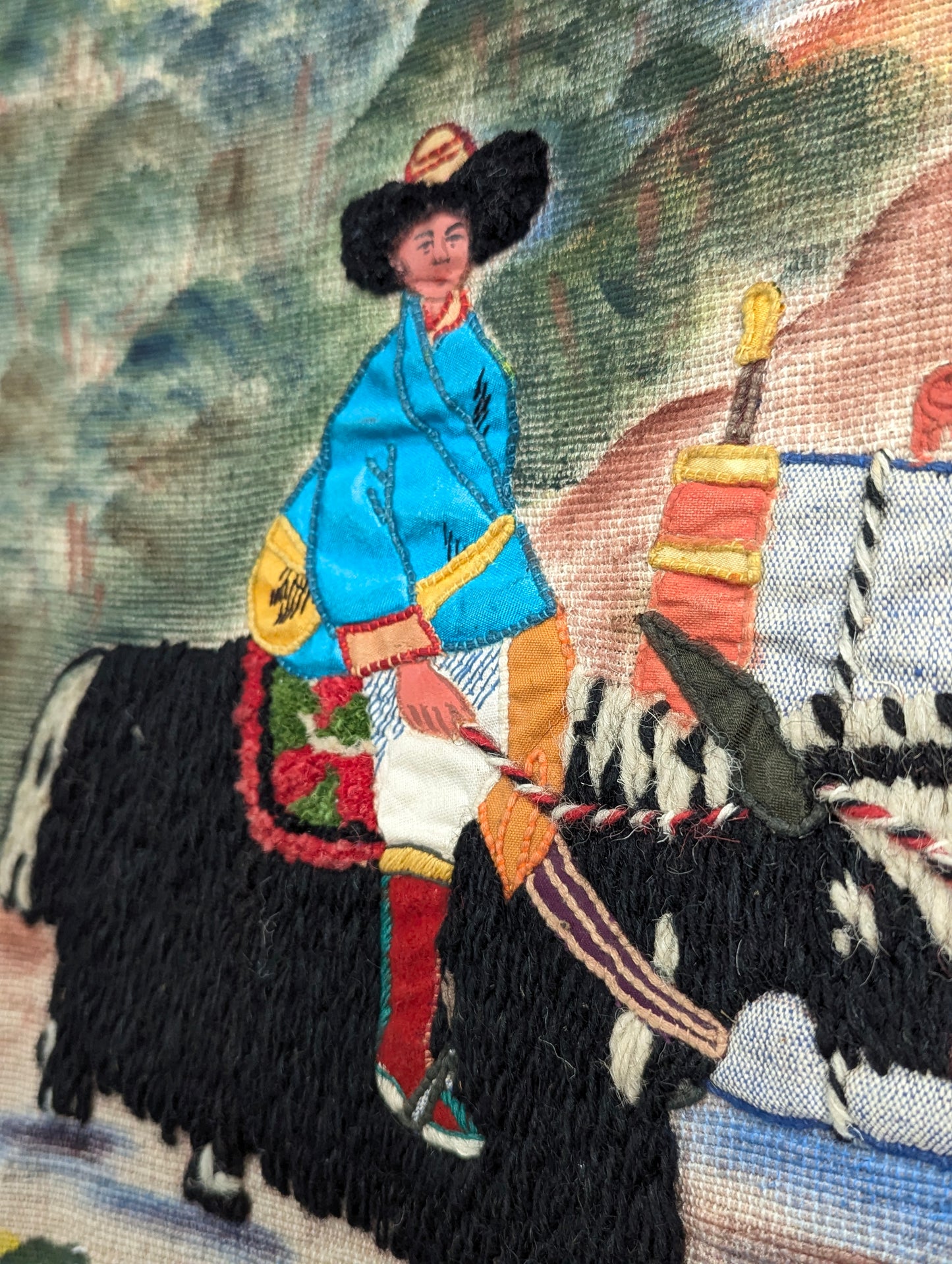 Gorgeous Hand Painted Tibetan Tapestry Wall Art
