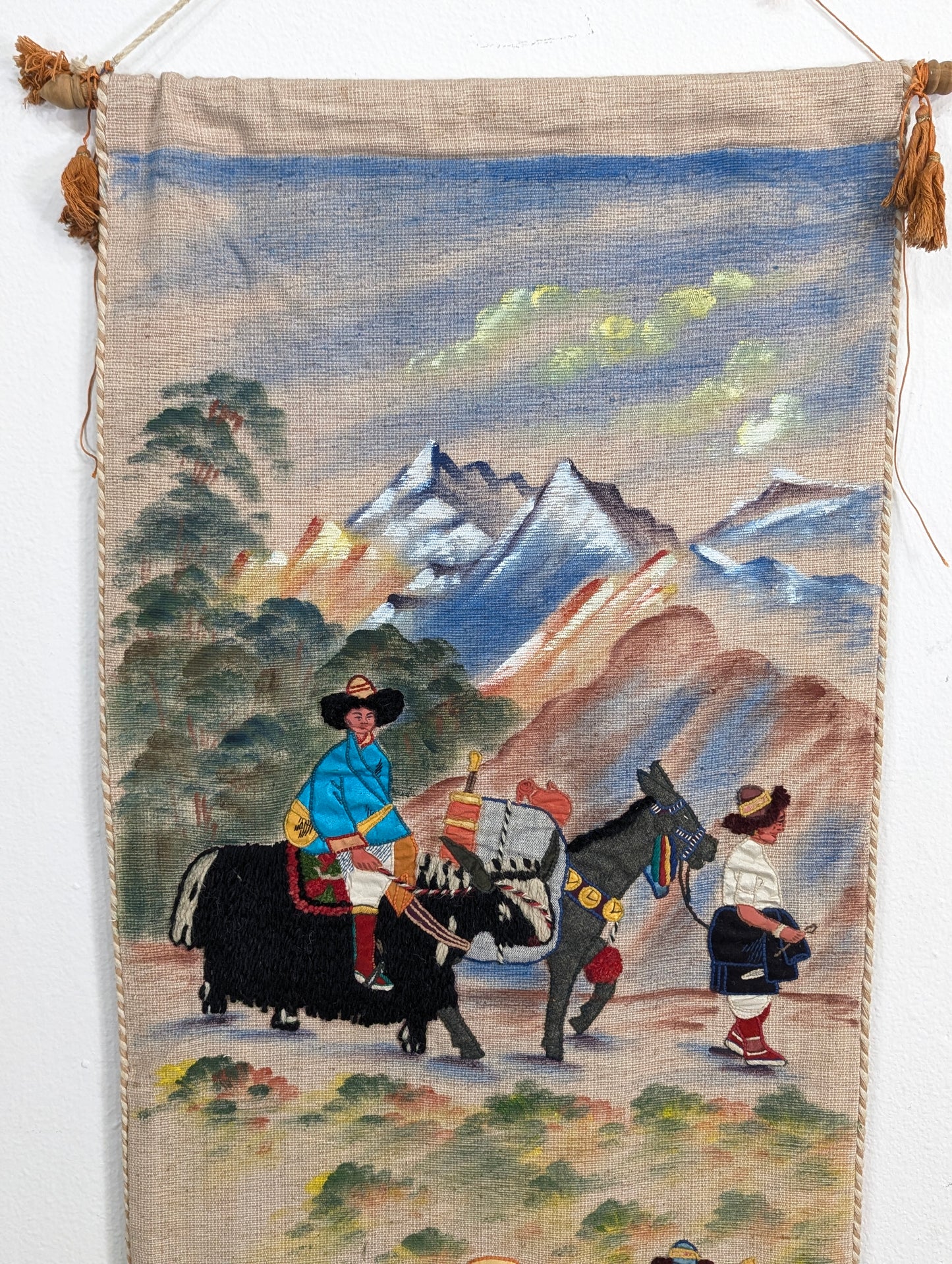 Gorgeous Hand Painted Tibetan Tapestry Wall Art